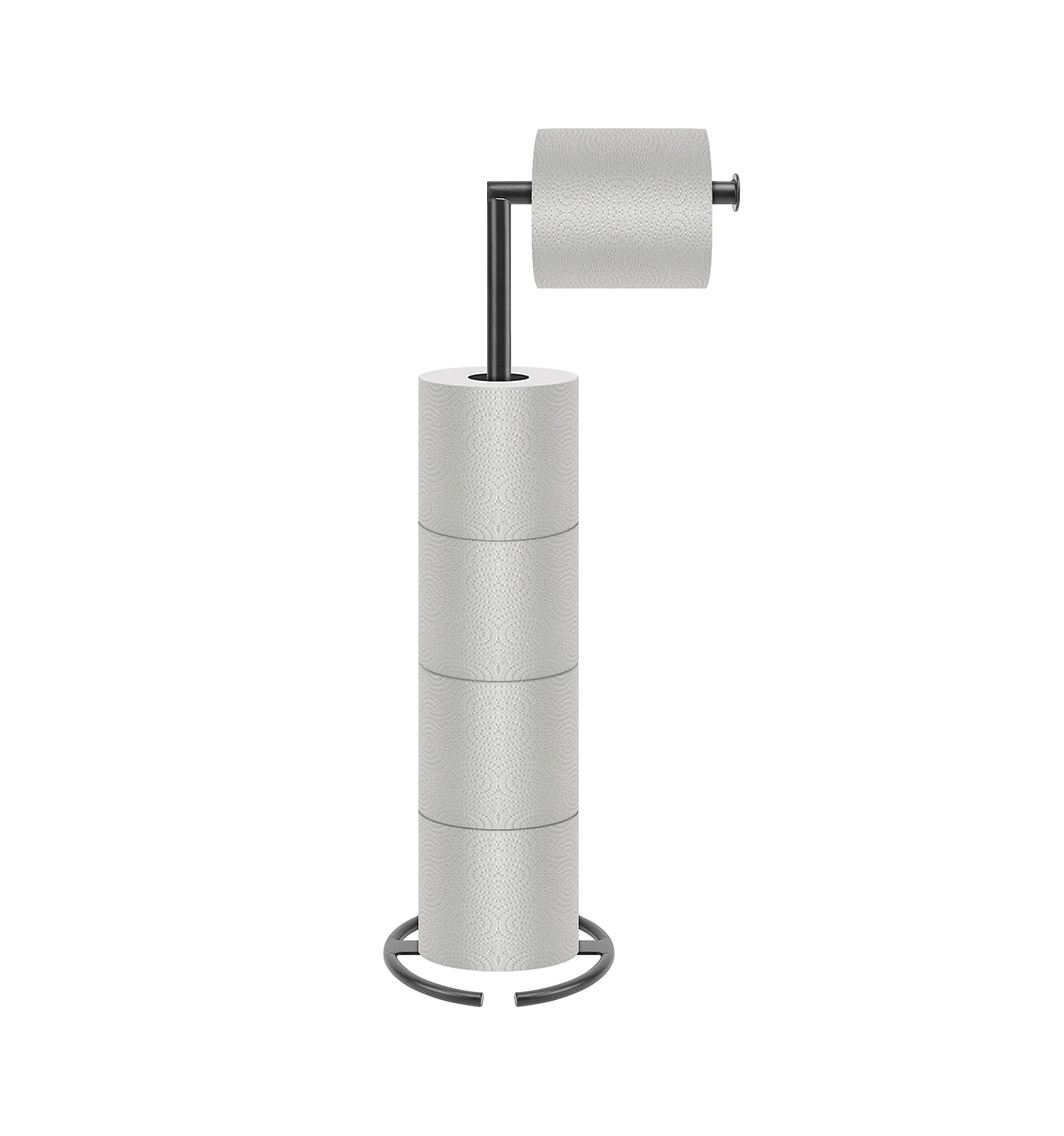 Bath Toilet Paper Holder Stand- Modern Tissue Roll Holder Standing with Balanced Base
